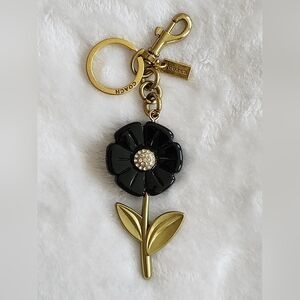 Designer Inspired Beautiful Black and Gold Floral Key Holder Bag Charm